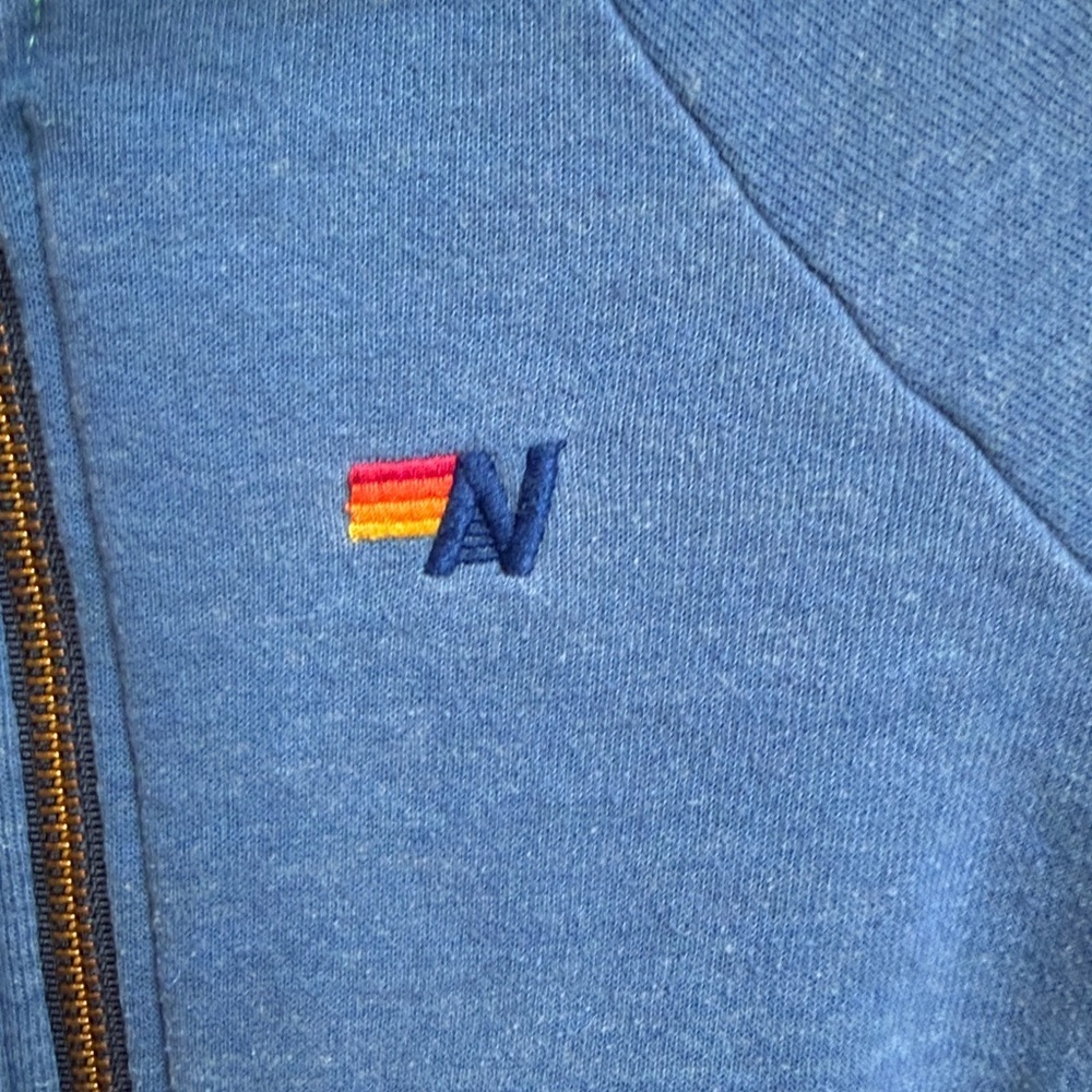 Aviator Nation Kids Blue Zip-Up Hoodie with Red Stripe - Picture 4 of 5